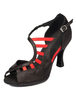Schwarzen Tanz Sandalen Peep Toe ausgeschnitten Satin Heels für Frauen