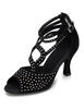 Schwarzen Tanz Schuhe Peep Strass Wildleder High Heel Ballsaal Schuhe für Frauen