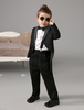 Schwarzer Jungen Suit Kids Hochzeit Smoking Jacket Pants Shirts Fliege Baby Boy Suits 4 Stück Ring Bearer Suit Set