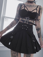 Schwarzer Gothic Kurzrock für Damen Gothic Polyester Retro Rock
