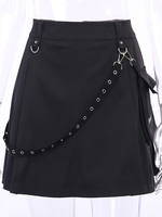 Schwarzer gotischer Rock Ketten Polyester Polyester Retro Gothic Minirock