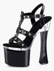 Schwarzer offener Spitze PU Nieten Plateau Sandalen für Frau
