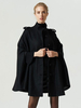 Schwarzer Poncho Mantel Damen Langarm Stehkragen Übergroßen Cape Mantel