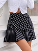 Schwarzer Rock für Frauen Polka Dot Polyester Kurze High Rise Taille Kurze Unterteile