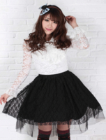 Schwarzer Spitze Rüschen Lolita Rock für Frauen