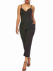 Schwarzer Träger-Ausschnitt Ärmellose Spaghettiträger Baumwollmischung Cropped Summer One Piece Outfit