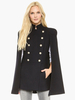 Schwarzer zweireihig Damen Cape Mantel