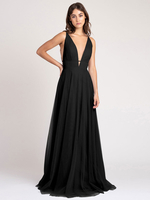 Schwarzes Abendkleid A-Linie Ärmelloses V-Ausschnitt Bodenlanger Reißverschluss Plissee Tüll Social Party Kleider