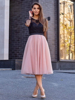Schwarzes Ballkleid A-Linie Jewel Neck Chiffon Tüll Langarm Spitze Partykleider Festzugskleid