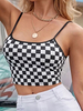 Schwarzes Cami-Oberteil für Frauen Träger Hals ärmelloses Polyester Sexy Camis