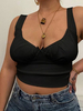 Schwarzes Cami-Top für Frauen Träger Ausschnitt Plissee Bögen Casual Offene Schulter Polyester Sexy Camis