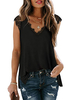 Schwarzes Cami Top Kurzarm Sommer-T-Shirt aus Polyester mit V-Ausschnitt und lässigem Sommer-T-Shirt