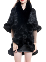 Schwarzes Faux-Pelz-Kap-Winter-Frauen-Kleidung