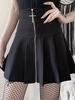 Schwarzes gotisches Kostüm-Front-Reißverschluss-Punk-Polyester-Retro-Kleid