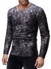 Schwarzes Herren T-Shirt Jacquard-Print Langarm-Lässiges Unterhemd