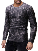 Schwarzes Herren T-Shirt Jacquard-Print Langarm-Lässiges Unterhemd