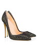 Schwarzes Kleid Schuhe Glitter Spitzschuh Stiletto Slip On Party Schuhe Frauen High Heel Abendschuhe
