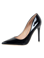 Schwarzes Kleid Schuhe High Heels Spitzschuh Slip On Pumps für Frauen