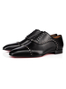 Schwarzes Kleid Schuhe Leder Rindsleder runde Kappe flache Nieten Männer Spike Schuhe