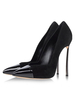 Schwarzes Kleid Schuhe Plus Größe Wildleder Spitz Stiletto Heel Slip On Pumps Frauen High Heels