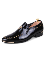 Schwarzes Kleid Schuhe Round Toe Perlen Schlüpfen Schuhe Männer Loafers