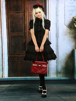 Schwarzes Lolita Kleid aus Baumwlle