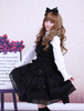 Schwarzes Lolita Kleid mit Trägern und Schleifen