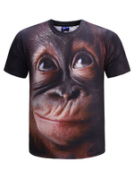 Schwarzes Männer T-Shirt 3D Animal Print Kurzarm Casual T-Shirt