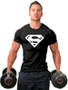 Schwarzes Männer T-Shirt Superman Print Kurzarm Baumwolle Top