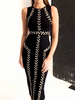 Schwarzes Partykleid Sexy; Kleid; ärmellose Riemchen-Ösen; die Midi-Kleid gestalten