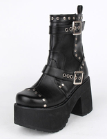 Schwarzes PU-Plattform Lolita Heel Stiefel für Mädchen