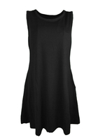 Schwarzes Sommerkleid Jewel Neck Ärmelloses Casual Beach Midi Kleid