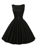 Schwarzes Vintage Kleid 1950er Jahre Frauen Ärmelloses Juwel Halsausschnitt Rockabilly Kleid