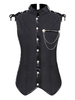 Schwarzes Vintage Top Euro-Style Metalldetails Streifen Ärmellos Polyester Polyester Faser Weste Retro Kostüme für den Mann