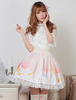 Süße Licht rosa weiß gedruckt Lolita Rock mit Lace Trim