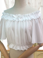 Süße Lolita Bluse Rüschen Schleife Weiß Chiffon Lolita Top
