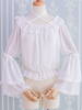 Süße Lolita Bluse Rüschenspitze Plissee Slappy White Lolita Top