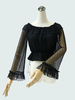 Süße Lolita Bluse Seide Spitze Rüschen Polka Dot halb schiere schwarze Lolita Top