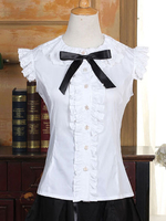 Süße Lolita Bluse weiß Baumwolle Kurzarm Lolita Shirt