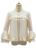 Süße Lolita Blusen Lolita Top Neverland Plissee Rüschen Langarm Bluse Zweifarbiges Ecru Weiß Lolita Shirt