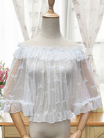 Süße Lolita Blusen Lolita Top Neverland Weiß Halbarm Rüschen Lolita Shirt