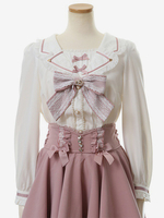 Süße Lolita-Blusen mit Schleifen und Spitze Lolita-Top langärmlige Bluse rosa Lolita-Shirt