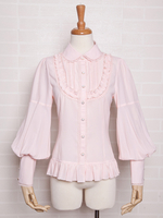 Süße Lolita Blusen Rüschen Spitze Lange Ärmel Rosa Lolita Top Lolita Shirt