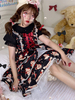 Süße Lolita Blusen Schwarz Polyester Kurzärmel Rüschen Lolita Top Sommer Lolita Hemd