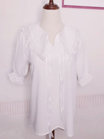 Süße Lolita Blusen Weiß Kurzarm Schleifen Rüschen Lolita Top