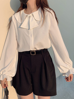 Süße Lolita Blusen Weiß Langarm Polyester Daily Casual Lolita Shirt