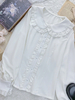 Süße Lolita Blusen Weiß Langarm Rüschen Polyester Casual Lolita Shirt