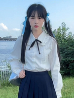 Süße Lolita Blusen Weiße Langarm Lolita Top Lolita Shirt Schleifen Rüschen