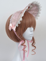 Süße Lolita Cap kann Dienstmädchen rosa bedruckten Bogen Spitze Lolita Motorhaube