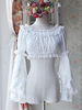Süße Lolita Chiffon kurze Bluse lange Hime Ärmel Abnehmbare Ärmel rosa weiß 2 Farben